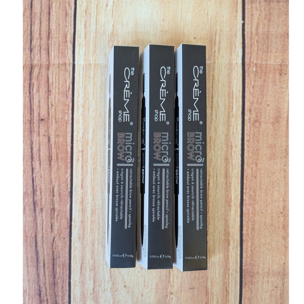 3 PK The Creme Shop Micro Brow Retractable Pencil + Spooley Ebony